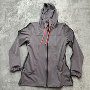 Albion Full Zip Jacket Hoodie Gray Womens L Large Athleisure Gym